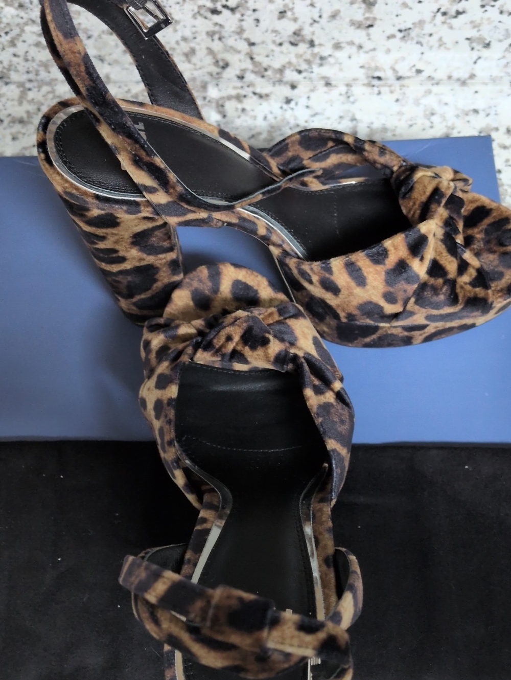 PAIGE Carter Leopard Print Platform Heels Sz 10 Animal Print Velvet - Picture 5 of 8